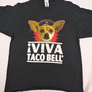 VIVA TACO BELL Black Men's Tshirt Chihuahua 1998 Vintage Size Large